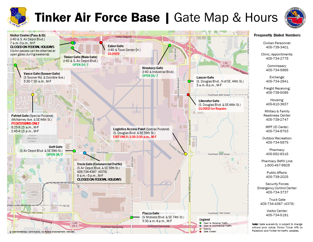 Link to Tinker Gate Hours Map